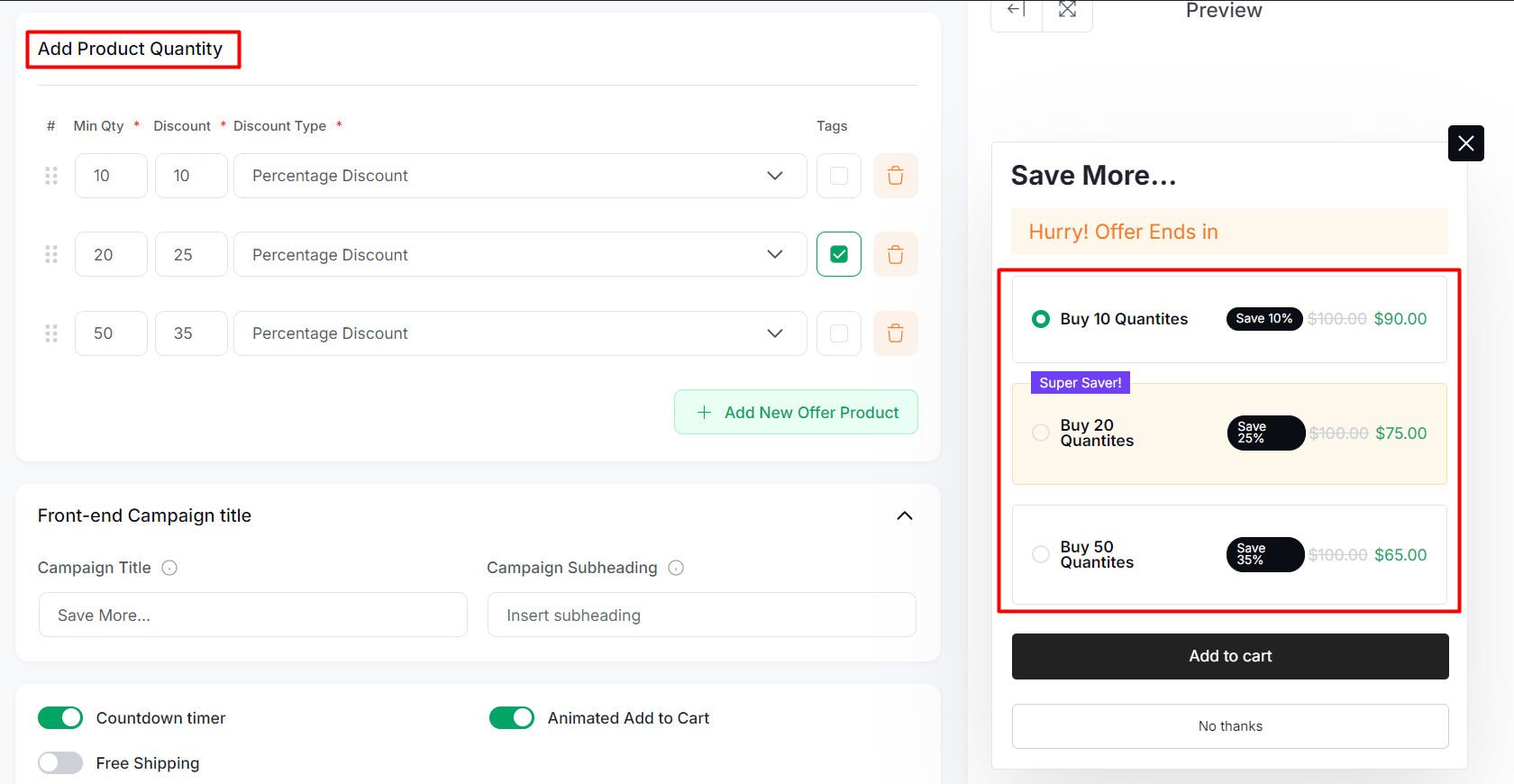 Setting up volume discount on multiple tiers 